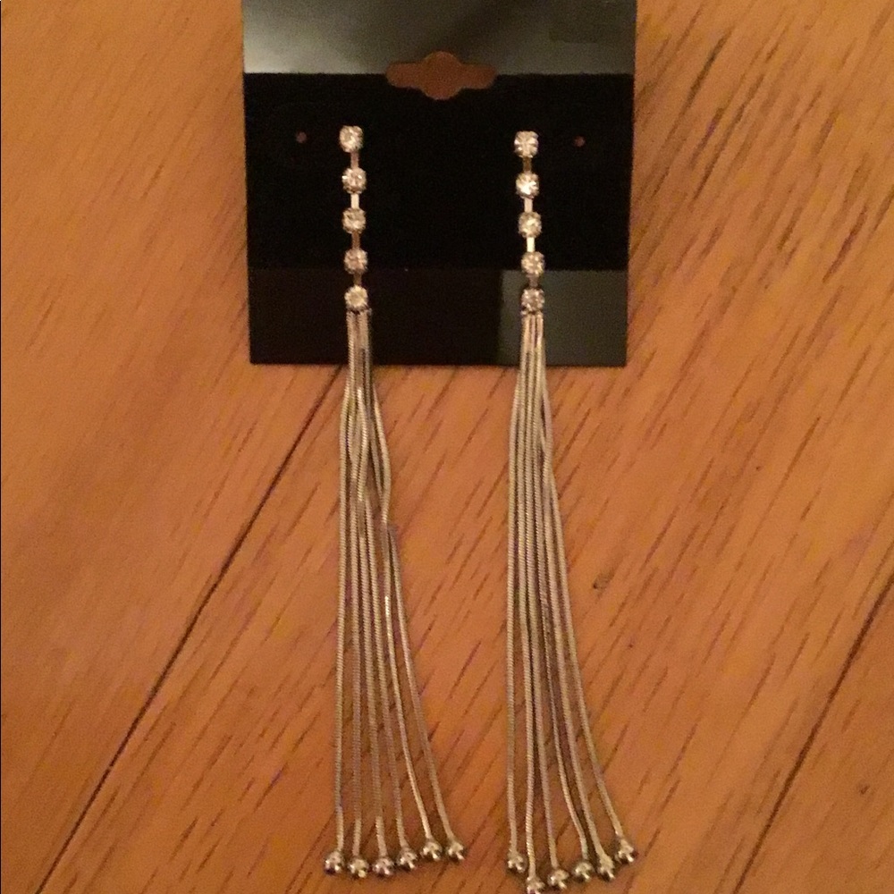 New Long Dangly Silver Earrings